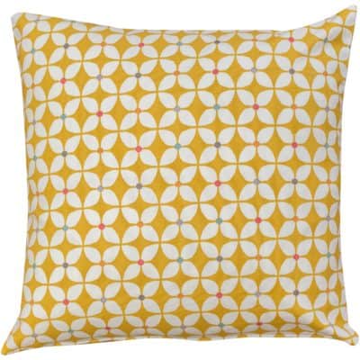 Retro Mini Geometric Print Cushion in Yellow
