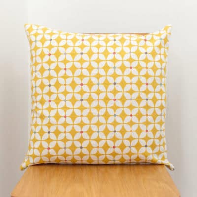 Retro Mini Geometric Print Cushion in Yellow