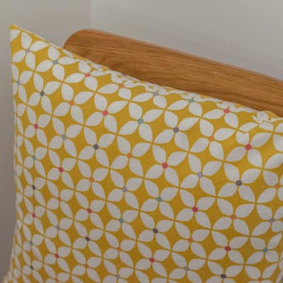 Retro Mini Geometric Print Cushion in Yellow