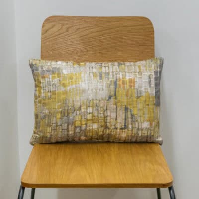 Painterly Boudoir Cushion in Ochre Yellow