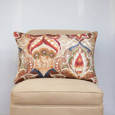 Decadent Damask Print XL Rectangular Cushion in Peony