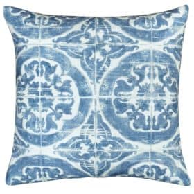 Lisbon Tile Print Cushion in Faded Blue