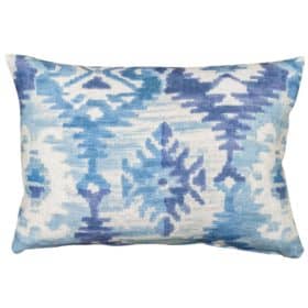 Vasos Ikat Print Boudoir Cushion in Indigo Blue