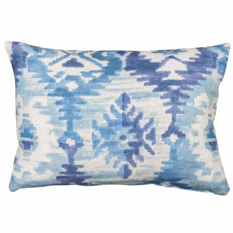 Vasos Ikat Print Boudoir Cushion in Indigo Blue