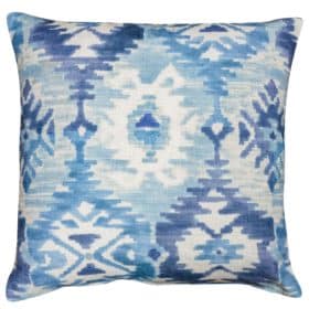 Vasos Ikat Print Cushion in Indigo Blue