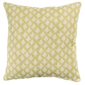 Rustic Leaf Linen Blend Cushion in Pale Green