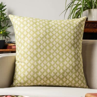 Rustic Leaf Linen Blend Extra-Large Cushion in Pale Green