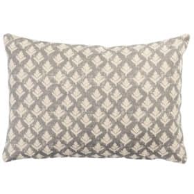 Rustic Leaf Linen Blend Boudoir Cushion in Dove Grey