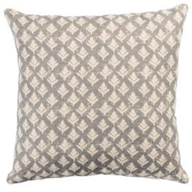 Rustic Leaf Linen Blend Cushion in Dove Grey