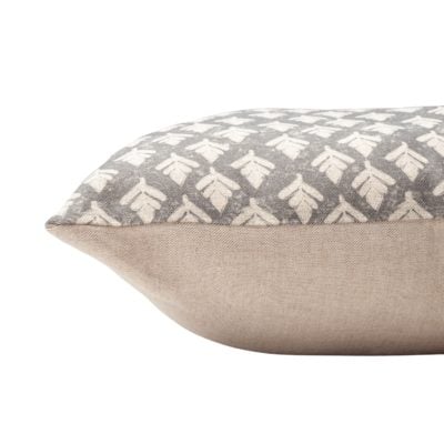 Rustic Leaf Linen Blend Cushion in Dove Grey