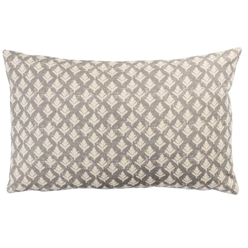 Rustic Leaf Linen Blend XL Rectangular Cushion in Dove Grey