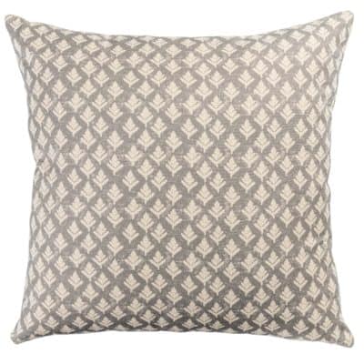 Rustic Leaf Linen Blend Extra-Large Cushion in Dove Grey