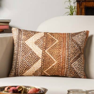 Aztec Stripe Boudoir Cushion in Terracotta