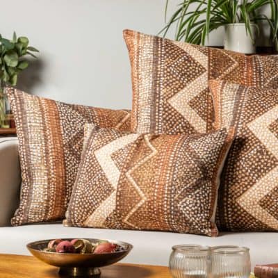 Aztec Stripe Cushion in Terracotta