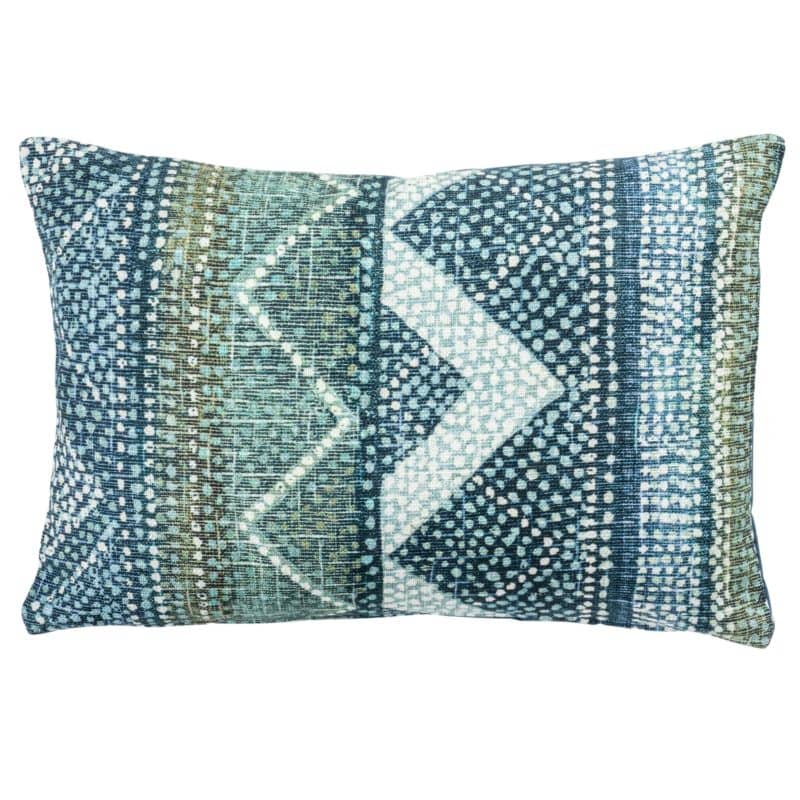 Aztec Stripe Boudoir Cushion in Teal Blue