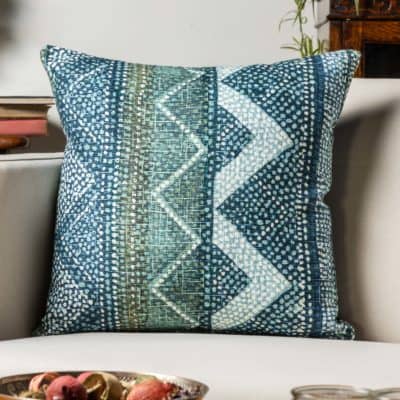Aztec Stripe Cushion in Teal Blue