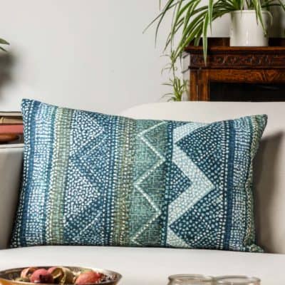 Aztec Stripe XL Rectangular Cushion in Teal Blue