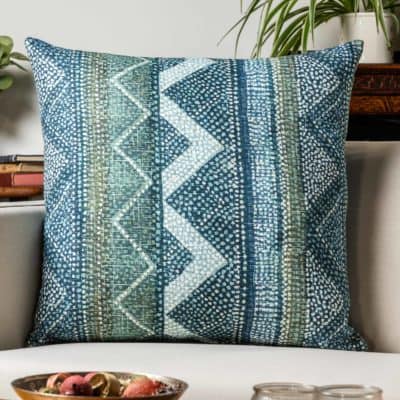 Aztec Stripe Extra-Large Cushion in Teal Blue