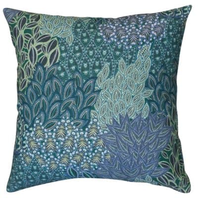 Winter Garden Linen Blend Cushion in Peacock Blue