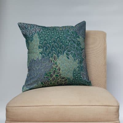 Winter Garden Linen Blend Cushion in Peacock Blue
