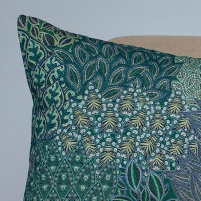 Winter Garden Linen Blend XL Rectangular Cushion in Peacock Blue