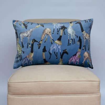 Zambezi Giraffe XL Rectangular Cushion in Cornflower Blue