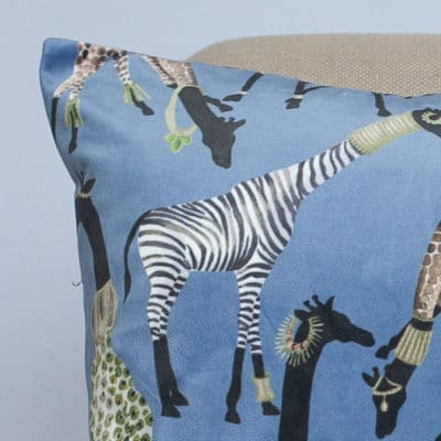 Zambezi Giraffe XL Rectangular Cushion in Cornflower Blue