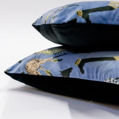 Zambezi Giraffe XL Rectangular Cushion in Cornflower Blue