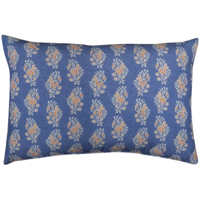 Chatsworth XL Rectangular Cushion in Denim Blue and Orange