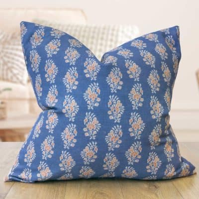 Chatsworth Extra-Large Cushion in Denim Blue and Orange