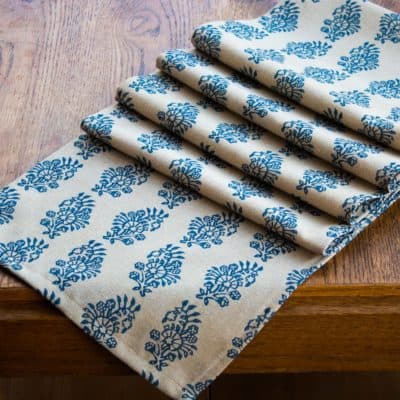 Hidcote Table Runner in Indigo Blue