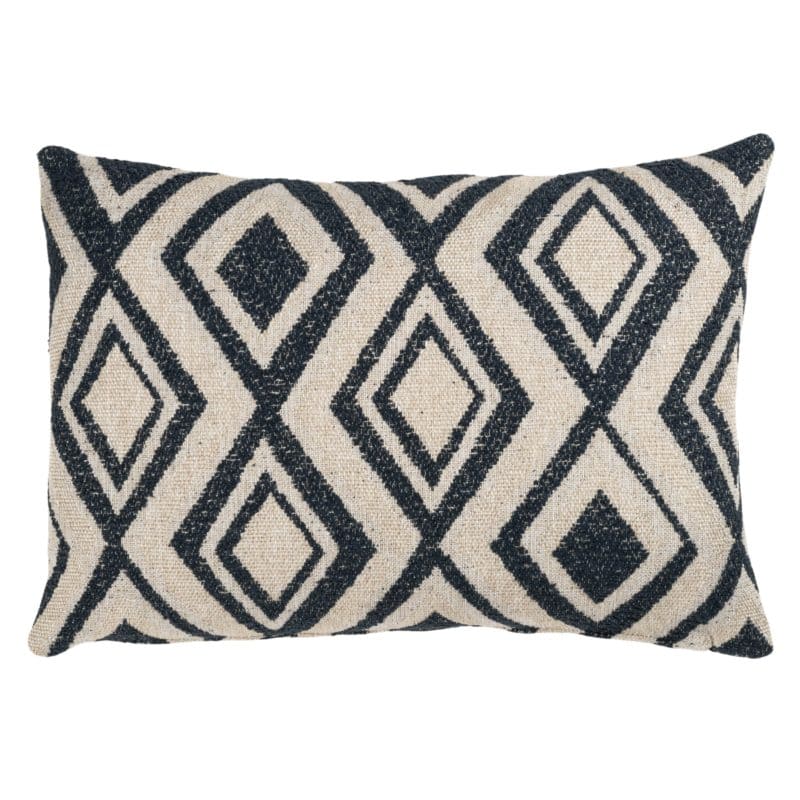 Tribal Ikat Boucle Boudoir Cushion in Charcoal