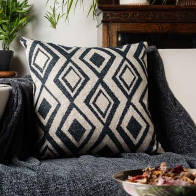 Tribal Ikat Boucle Cushion in Charcoal