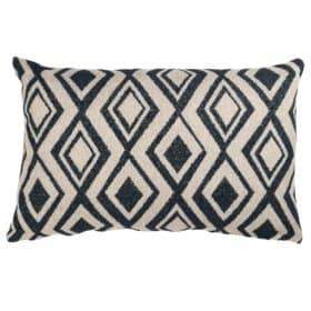 Tribal Ikat Boucle XL Rectangular Cushion in Charcoal