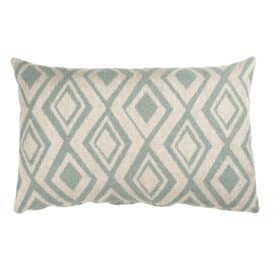 Tribal Ikat Boucle XL Rectangular Cushion in Duck Egg Blue