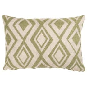 Tribal Ikat Boucle Boudoir Cushion in Moss Green