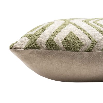 Tribal Ikat Boucle Boudoir Cushion in Moss Green