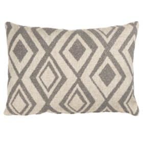 Tribal Ikat Boucle Boudoir Cushion in Stone Grey