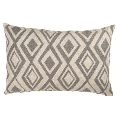 Tribal Ikat Boucle XL Rectangular Cushion in Stone Grey