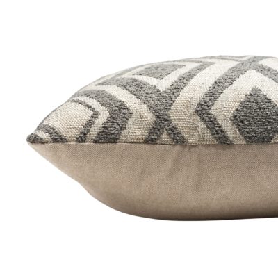 Tribal Ikat Boucle XL Rectangular Cushion in Stone Grey