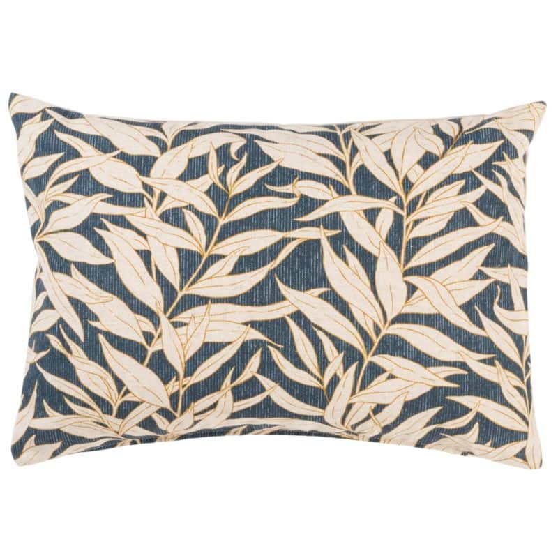 Willow Leaves Boudoir Cushion in Navy Blue