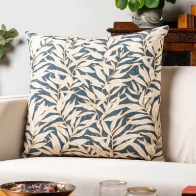 Willow Leaves Extra-Large Cushion in Navy Blue