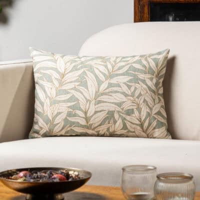 Willow Leaves Boudoir Cushion in Duck Egg Blue