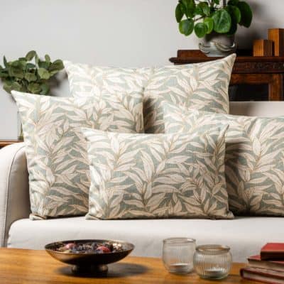 Willow Leaves Boudoir Cushion in Duck Egg Blue