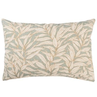 Willow Leaves XL Rectangular Cushion in Duck Egg Blue