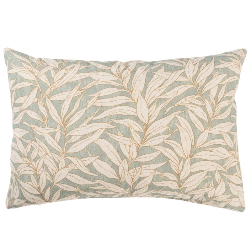 Willow Leaves XL Rectangular Cushion in Duck Egg Blue