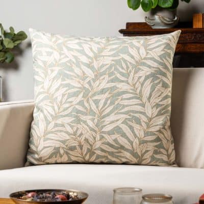 Willow Leaves Extra-Large Cushion in Duck Egg Blue