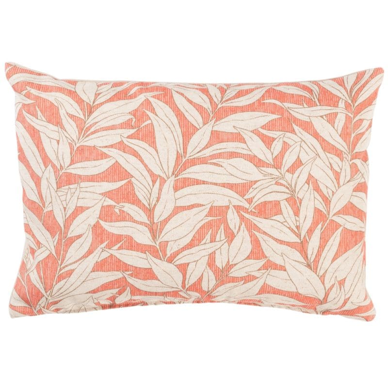 Willow Leaves Boudoir Cushion in Coral