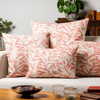 Willow Leaves Boudoir Cushion in Coral