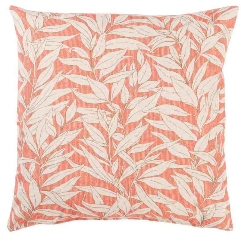 Willow Leaves Cushion in Coral